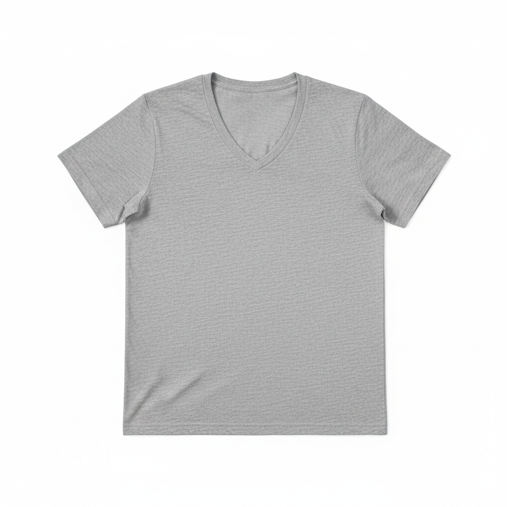 Heather gray v-neck t-shirt flat lay