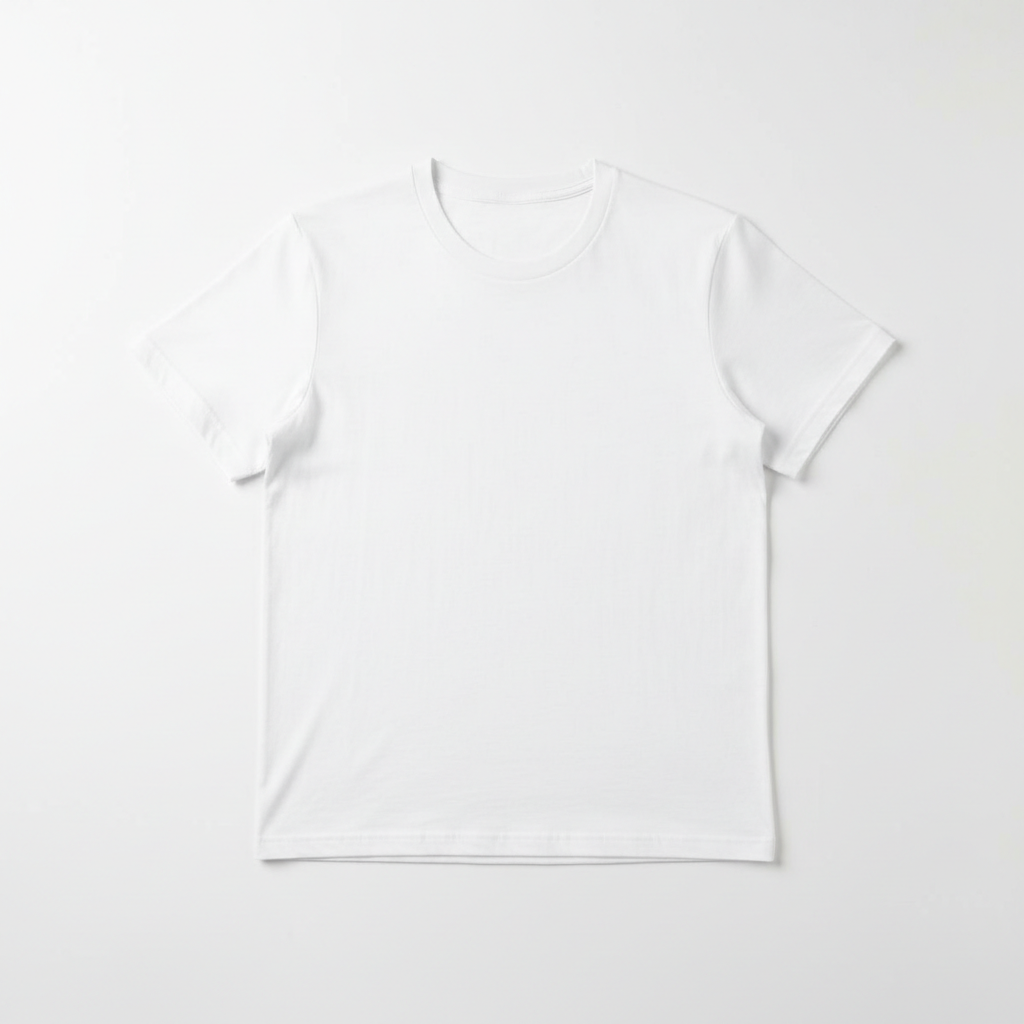 Classic white crew neck t-shirt flat lay