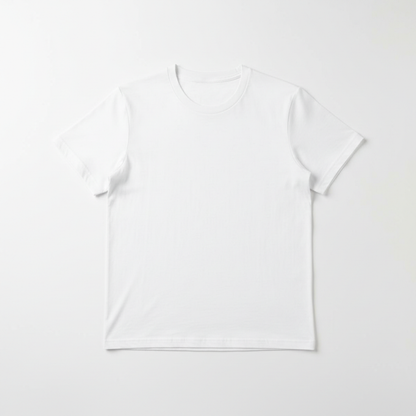 Classic white crew neck t-shirt flat lay
